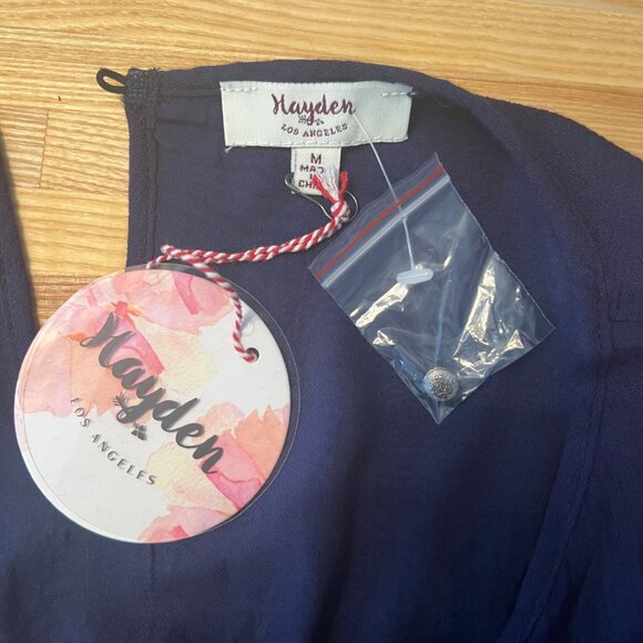 Hayden | Midnight Blue Chiffon Lace Mini Dress | M - Picture 8 of 8